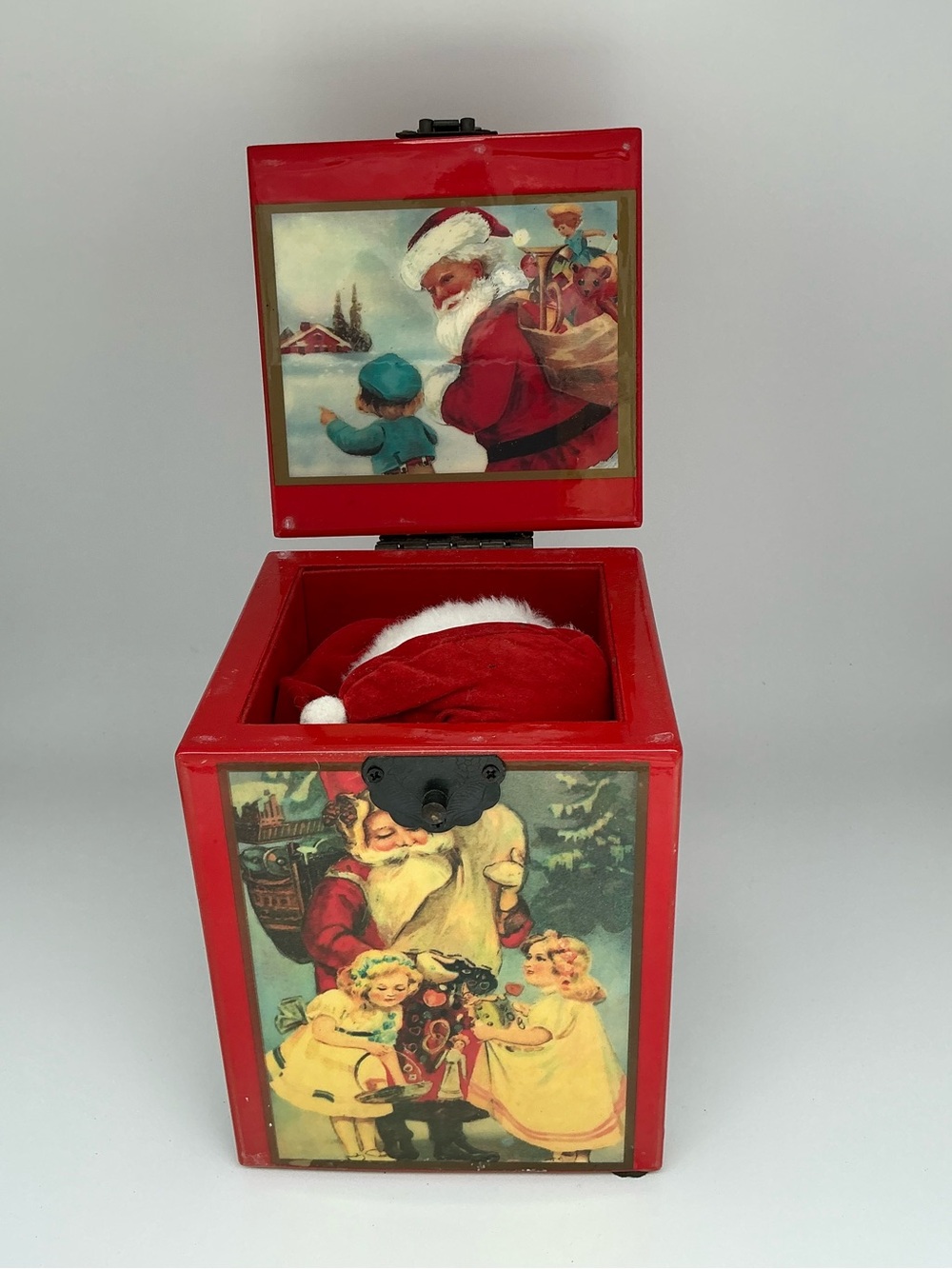 Vintage 1987 Christmas Santa Music Box Jack in the Box Animated Holiday Decor - Picture 6 of 10